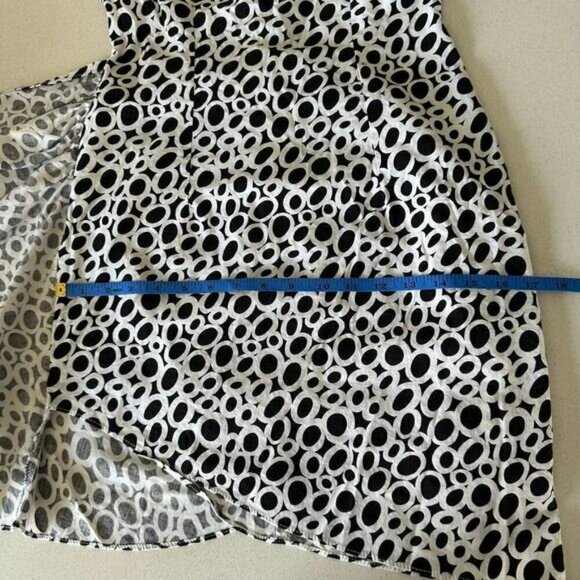 Vintage DBA-LA Sun Dress Overlap Wrap Tie Body Flattering Size S Black & White - Picture 11 of 15